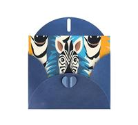 6x4 inch zebra head Blue prints greeting card with envelope, suitable for birthday wishes, wedding congratulations