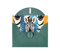 6x4 inch zebra head Dark Green prints greeting card with envelope, suitable for birthday wishes, wedding congratulations