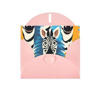 6x4 inch zebra head Pink prints greeting card with envelope, suitable for birthday wishes, wedding congratulations