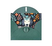 6x4 inch zebra motif Dark Green prints greeting card with envelope, suitable for birthday wishes, wedding congratulations