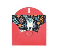 6x4 inch zebra motif Red prints greeting card with envelope, suitable for birthday wishes, wedding congratulations