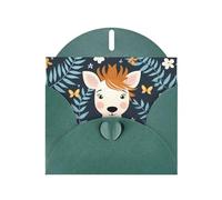 6x4 inch zebra print Dark Green prints greeting card with envelope, suitable for birthday wishes, wedding congratulations