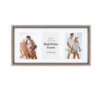 6x4 Multi Aperture V Shape Photo Frame, Holds 3 6x4 Photos or Pictures, Grey Wood Effect Multi Picture Frame, Plexi Glass, Wall Mounted Landscape or Portrait