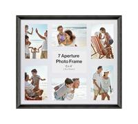 6x4 Multi Aperture V Shape Photo Frame, Holds 7 6x4 Photos or Pictures, Black Wood Effect Multi Picture Frame, Plexi Glass, Wall Mounted Landscape or Portrait