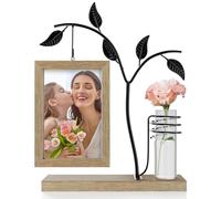 6x4 Photo Frames,Gifts for Mum,Picture Frames 6x4 with Glass Vase,Small Photo Frame Holds 2 Photos,Suitable for Family Gifts,Grandma Gifts,Mother in Law Gifts,Birthday Gifts (Light Brown)