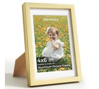 6x4 Photo Frames, Gold Aluminum 4x6 Photo Frames, Picture Frame 6x4 with Mount for 5x3.5 Photo, Tabletop Wall Mountable Picture Frames for Photos, Art Prints, Postcards, Crafts, Home Decor