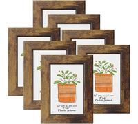 PETAFLOP Picture Frames 4x6 Rustic Frame Fits 4 by 6 Inch Prints Wall Tabletop Display, 7 Pack