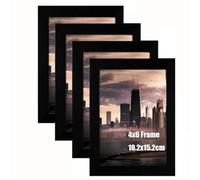 6x4 Photo Frames, Wood Frames with Acrylic Glass Set of 4, 4x6 inch Picture Frames, 6x4 Picture Frames for Tabletop and Wall Mounting,10x15 cm Small frames for Printing, Black