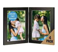 6x4 Twin Photo Frame, Black, 4 Pack, Double Picture Frame, 10x15cm, 4x6