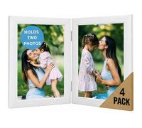 6x4 Twin Photo Frame, White, 4 Pack, Double Picture Frame, 10x15cm, 4x6