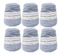 6x400g Roll Tufting Yarn for Rug Carpet Making, 8 Strands Milk Cotton Yarn, 5mm Round Strand Thread for Knitting Sweater Scarf, Soft Fancy Yarn