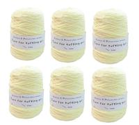 6x400g Roll Tufting Yarn for Rug Carpet Making, 8 Strands Milk Cotton Yarn, 5mm Round Strand Thread for Knitting Sweater Scarf, Soft Fancy Yarn