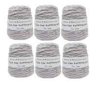 6x400g Roll Tufting Yarn for Rug Carpet Making, 8 Strands Milk Cotton Yarn, 5mm Round Strand Thread for Knitting Sweater Scarf, Soft Fancy Yarn