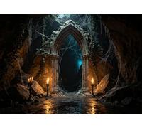 6x4FT (1.8x1.2m) Glowing Blue Portal Cave Archway Photography Backdrop