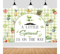 6X4ft A Little Sprout is On The Way Baby Shower Backdrop, Greenery Sprout Plants Vegetables Farm Themed Baby Shower Gender Reveal Birthday Party Backdrop Decoration Decors for Girl Boy,color2