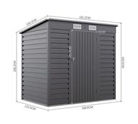 6X4Ft Dark Grey-Single Door Outdoor Garden Metal Storage Shed Flat Roof House For Tools Bike