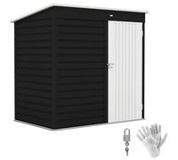 6x4ft Metal Garden Shed Lockable Outdoor Storage House Dark Grey Steel UK