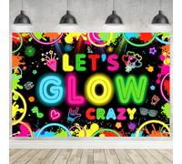 6x4ft Neon Let's Glow Party Backdrop Neon Party Decorations Backdrop Photography Background Glow in The Dark Graffiti Splash Paint for Kids Birthday Supplies 71 x 47 in