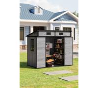 6x4FT Outdoor Plastic Garden Storage Shed Living and Home Dark Grey One Size