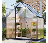 6X4Ft Walk-In Greenhouse With Drainage Garden Outdoor Polycarbonate Green House