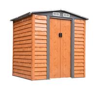 6x5ft Metal Garden Shed House Gardening Tool Storage Brown 193Lx152Wx203Hcm
