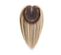 6x5inch Lage Swiss Base Human Hair Topper 12 Inch Real Hair Toppers for Women with thinning Hair Clips in Remy Hairpiece(Blonde with Dark Brown Roots)