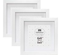 6X6'' (15x15cm) Square White Picture Frames Set Of 3 with Mount for 5x5 Photo,Boxed Garllery 10x10cm Picture Frame 3 Pack,15x15cm Square frames for Wallmounted & TableTop