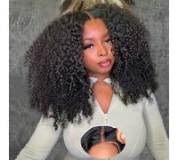 6x6 Afro Kinky Curly Glueless Wig Human Hair,24 Inch Wear and Go Kinky Curly Wig for Black Women,Effortless Style Pre Plucked Natural Hairline Pre Cut HD Closure Lace Wig for Women