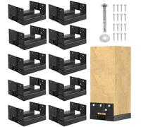 6x6 Deck Post Base for Concrete, Inner Size 5.5"x5.5" Deck Post Base, Post Base Holder with 1" Standoff for Decks, Pergolas, Porches (Black - Set 10)