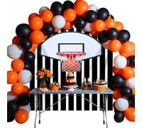 6x6 ft Basketball Photo Backdrop Sports Wall Tapestry Sneaker Photography Background Black and White Stripes Themed Birthday Party Decorations Banner for Teen Boys (6x6ft)