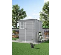 6x6 FT Durable PP Outdoor Storage Shed with Window & Vent Garden Sanctuary Grey One Size