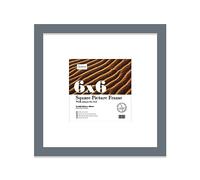 6x6 Grey Picture Frame with Mount for 4x4 Photos, Prints - Modern Square Wall Frame, 1 Pack