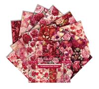 6x6 Inch Vintage Rose Scrapbook Paper - 24 Sheets Single-Sided Acid-Free Cardstock, Romantic Floral Patterns for for Love Letters, Junk Journals, Wedding Albums 12 Designs/160Gsm (Rosette, 6×6)