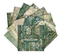 6x6 Inch Vintage Scrapbook Paper - 24 Sheets 160gsm Heavyweight Cardstock, Acid-Free Single-Sided with Floral Wallpaper Patterns for Junk Journals, Collage Ephemera, Album Backgrounds (Mossleaf, 6X6)