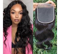 6X6 Lace Closure Body Wave Ultra-Thin Invisible Lace Closure with Single Knot Natural Color 12A Grade Brazilian Virgin Human Hair Pre-Plucked with Baby Hair 10 inch