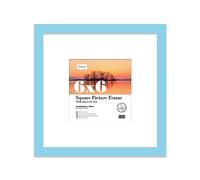 6x6 Light Blue Picture Frame with Mount for 4x4 Photos, Prints - Modern Square Wall Frame, 1 Pack