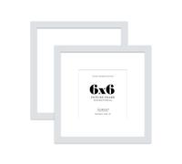 6x6 Light Grey Picture Frame with Mount for 4x4 Photos, Prints - Modern Square Wall Frame, Set of 2