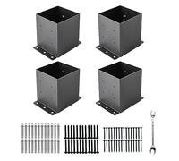 6x6 Post Base,Post Brackets(Inner Size 5.6"x5.6"),Black Powder-Coated Heavy Duty Steel Fence Post Anchor for Deck Porch Railing Fence Pergola Support(4 PCS)……