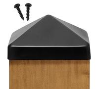 6x6 Pyramid Post Cap - Stainless Steel, Matte Black - Fits 5.5 x 5.5 Wood Posts - Extended ¾" Lip, Tall Peak - Rustproof Fence or Deck Cover - Screws Included