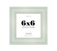 6x6 Sage Green Picture Frame - Shabby Chic Photo Frame with Distressed Finish, Gold Trim, Wall Hooks and Kickstand, 37mm Edge - 1 Pack