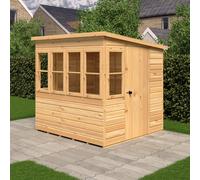 Sun Pent 6' x 6' Single Door with Six Windows Dip Treated Wooden Garden Potting Shed