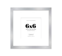 6x6 Silver Picture Frame with Mount for 4x4 Photos, Prints - Modern Square Wall Frame, 1 Pack