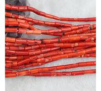 6x7mm Column Tube Red Coral Beads Loose Gemstone Beads for Jewelry Making Strand 15 Inch (32-34pcs)
