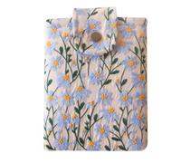 6x8 Inch Embroidered Fabric Sleeve for Kindle Paperwhite, Kindle Basic, Kobo Clara 2E, Boox Palma, Nook Glowlight - Protective Cloth Cover for Tablets & E-Readers Handcrafted - Blue & Beige Daisy