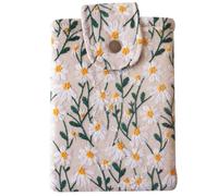 6x8 Inch Embroidered Fabric Sleeve for Kindle Paperwhite, Kindle Basic, Kobo Clara 2E, Boox Palma, Nook Glowlight - Protective Cloth Cover for Tablets & E-Readers Handcrafted - White & Beige Daisy