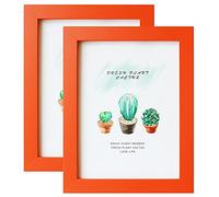 6x8 inch Photo Frame Orange Photo Frame 2 Pack 8x6 Orange Picture Frames for Tabletop and Wall