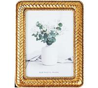 6x8 Inch Vintage Picture Frame with Ornate Braided Pattern, Victorian Style Resin Photo Frame for Tabletop or Wall Display, Decorative Art Frame for Home Decor, Wedding Gift (Gold, 6x8 Inch)