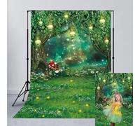 6x8FT Enchanted Forest Backdrop Fairy Tale Background for Photography Mushroom Butterfly Dreamy Forest Wonderland Banner Portrait Girl Birthday Party Decor Photobooth Photo Booth Props