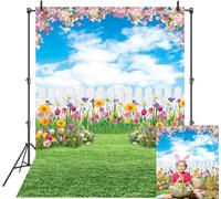 6x8ft Spring Backdrop Spring Nature Scenery Photography Backdrop Easter Garden Flowers Background for Kids Baby Shower Birthday Party Decorations (6x8FT（180x240cm）)