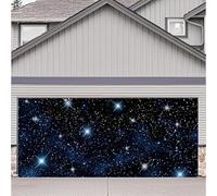 6X8ft Starry Night Sky Garage Door Decoration Background Cosmic Galaxy Outer Universe Space Theme Photography Backdrops Kids Children Birthday Banner Decor Baby Shower Banner Cover